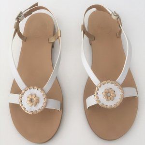 Jack Rogers Mollie Sandals - White + Gold - Size 8